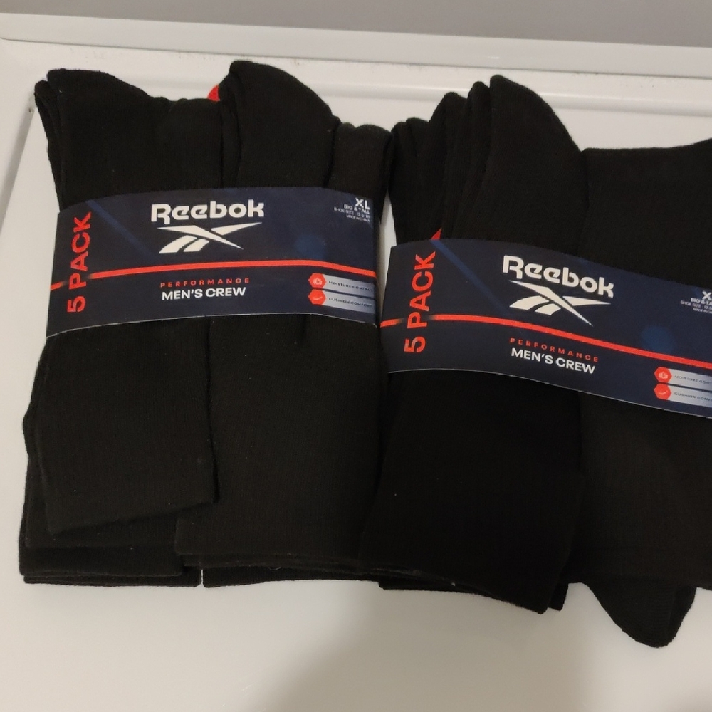 Reebok Men's Crew Socks - Black 8 Total Pairs